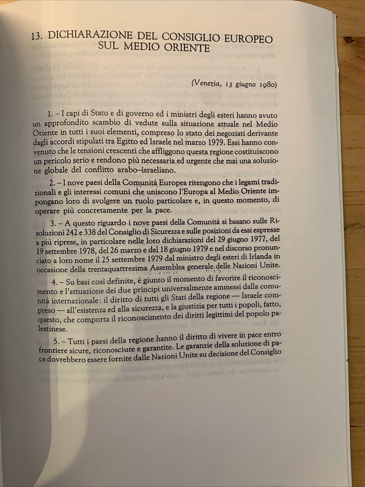 Il processo di pace in medio oriente durante il semestre di presidenza italiana