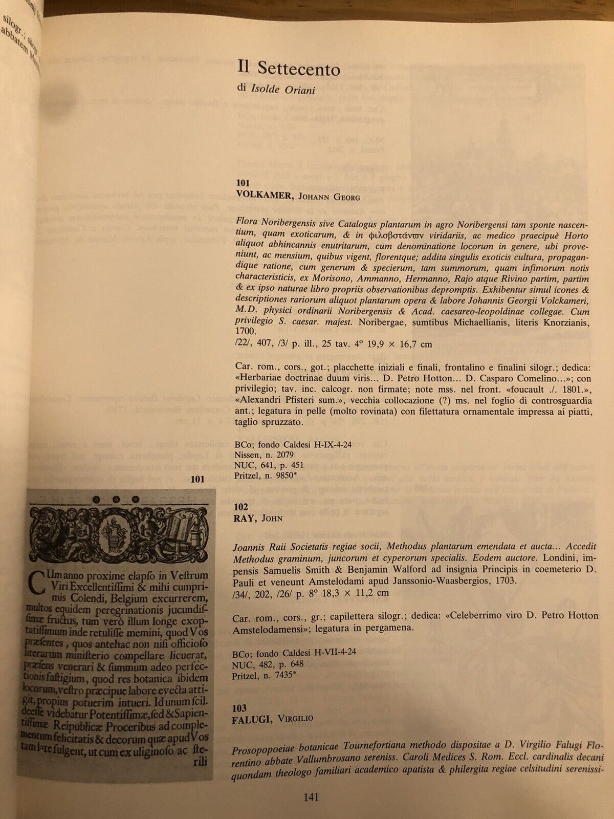 BIBLIOTHECA BOTANICA - LODOVICO CALDESI erbario e libri dal cinquecento al 700