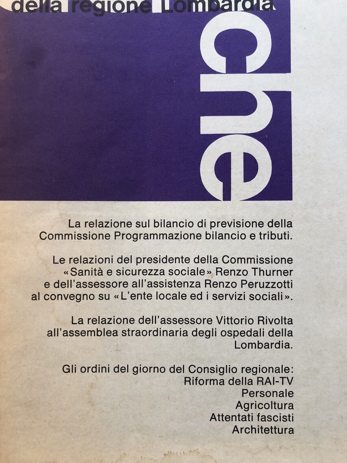 Cronache della regione Lombardia - 2 supplementi anno 1972