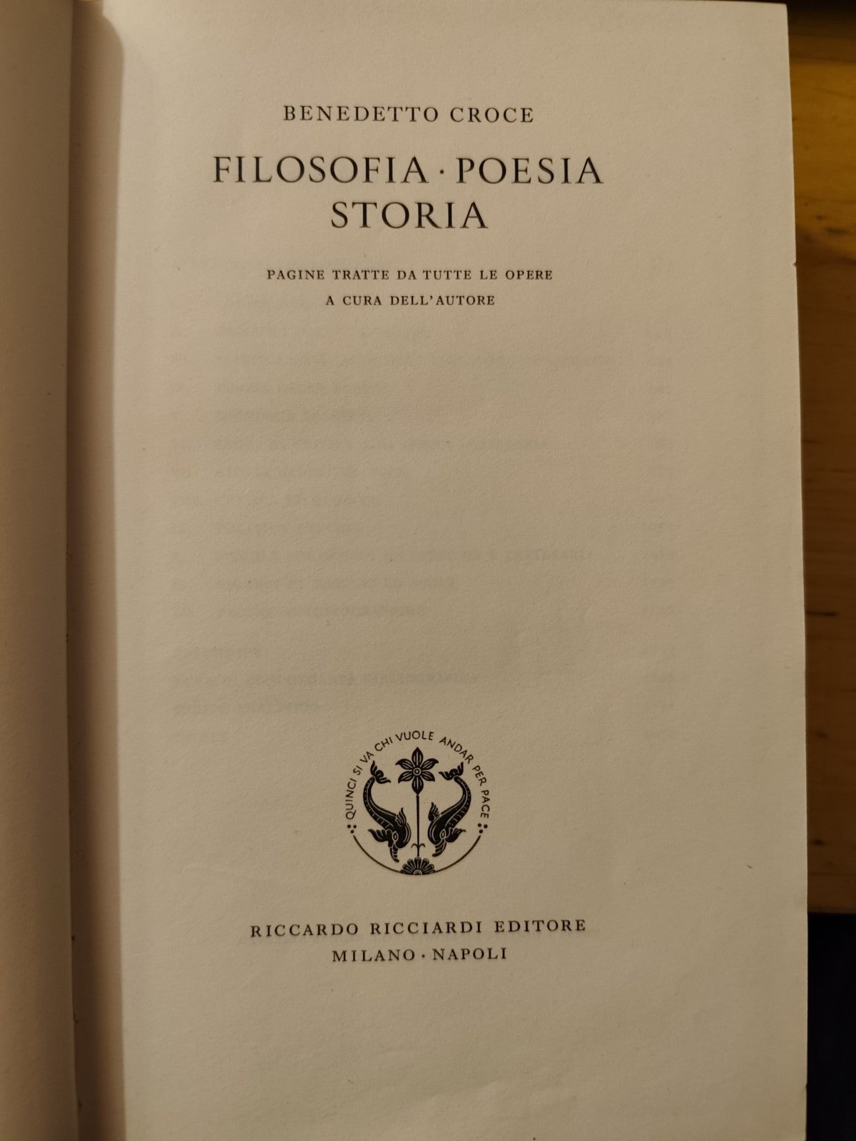 Filosofia Poesia Storia - Benedetto Croce - Riccardo Ricciardi ed. 1951