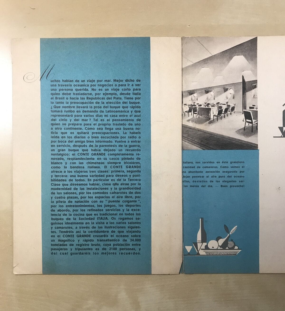 Conte Grande Società di Navigazione - Brochure Opuscolo  pubblicità Vintage