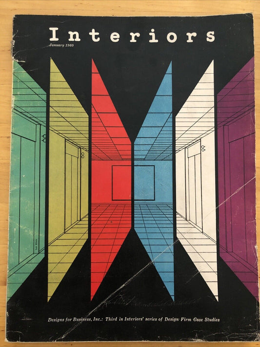 INTERIORS MAGAZINE JANUARY 1960. Interiors, design, architecture. Olga Gueft