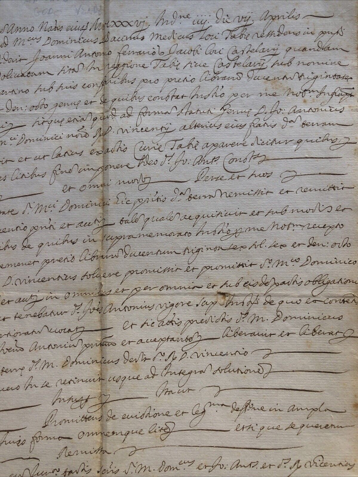 Antico manoscritto Meldola - Forlì Cesena. Vendita Podere 1636