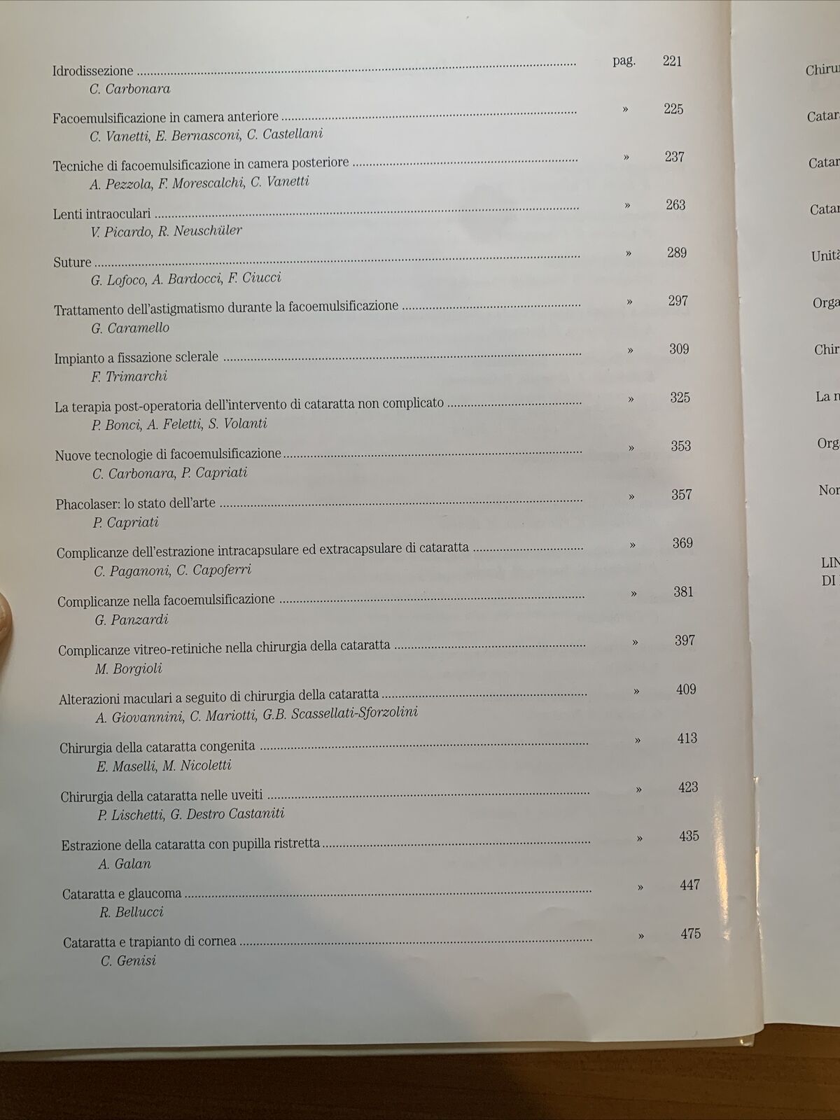CATARATTA fisiopatologia del cristallino chirurgia della Cataratta.Fabiano 1999