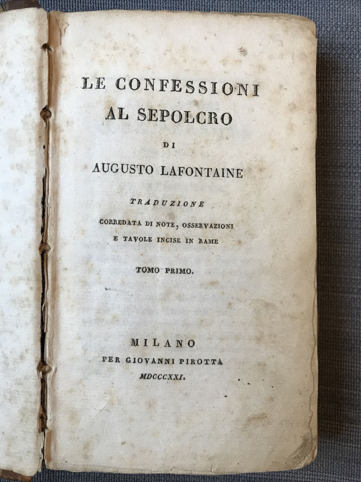 LE CONFESSIONI AL SEPOLCRO, Augusto Lafontaine tomo 1 e tomo 3 - 1821