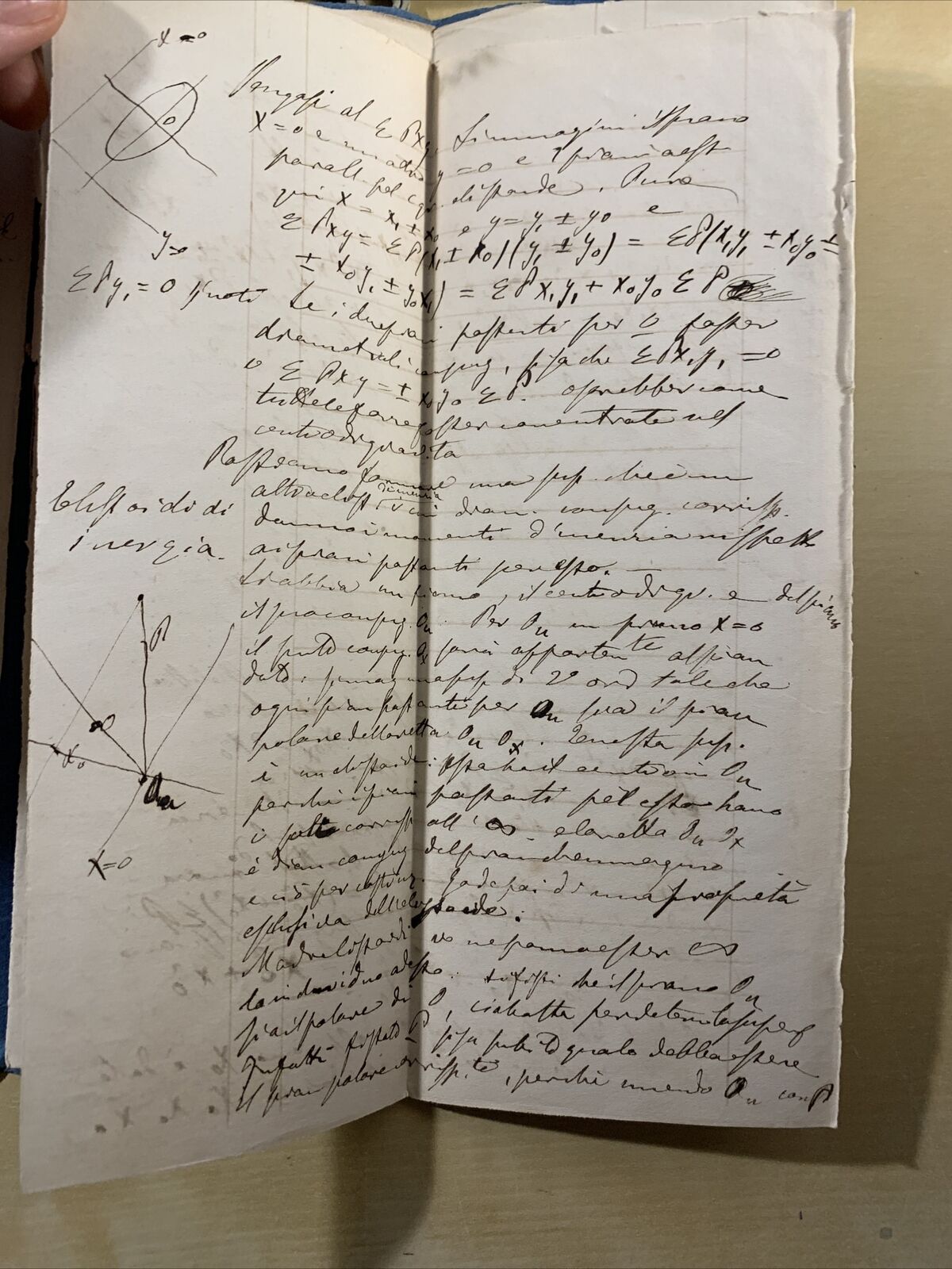 Antico Manoscritto Università di Pavia 1876 STATICA GRAFICA scritto da studente#