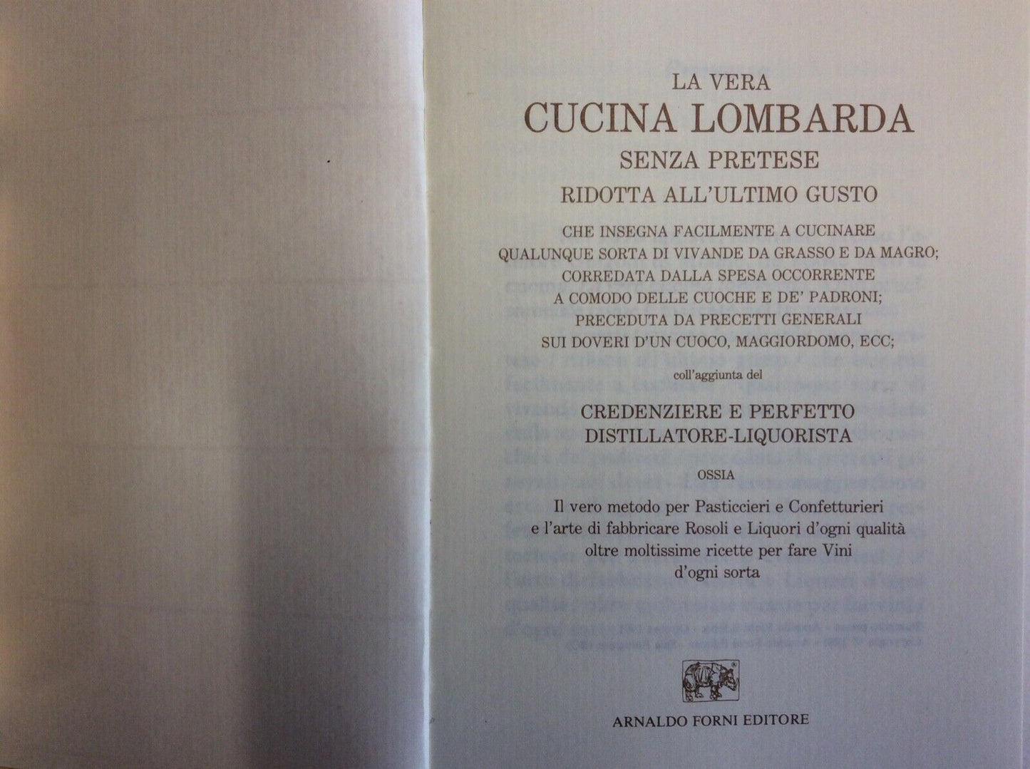 LA VERA CUCINA LOMBARDA, ARNALDO FORNI (ristampa),