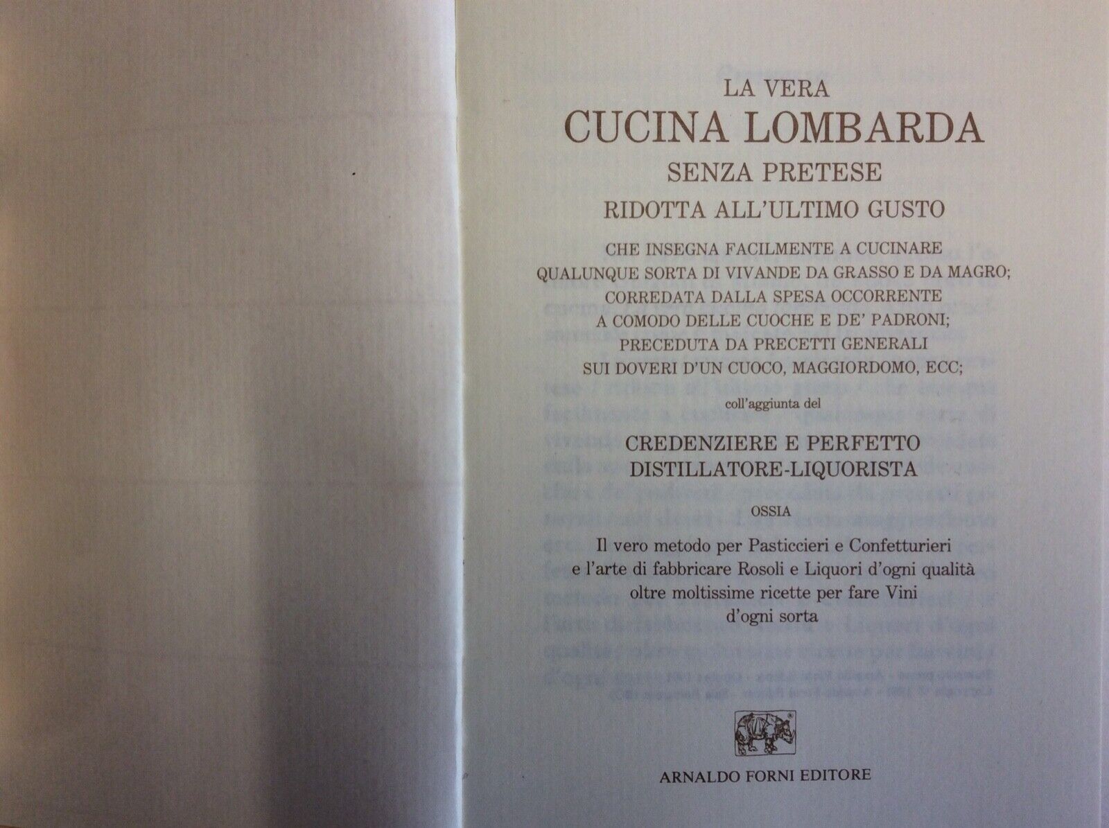 LA VERA CUCINA LOMBARDA, ARNALDO FORNI (ristampa),