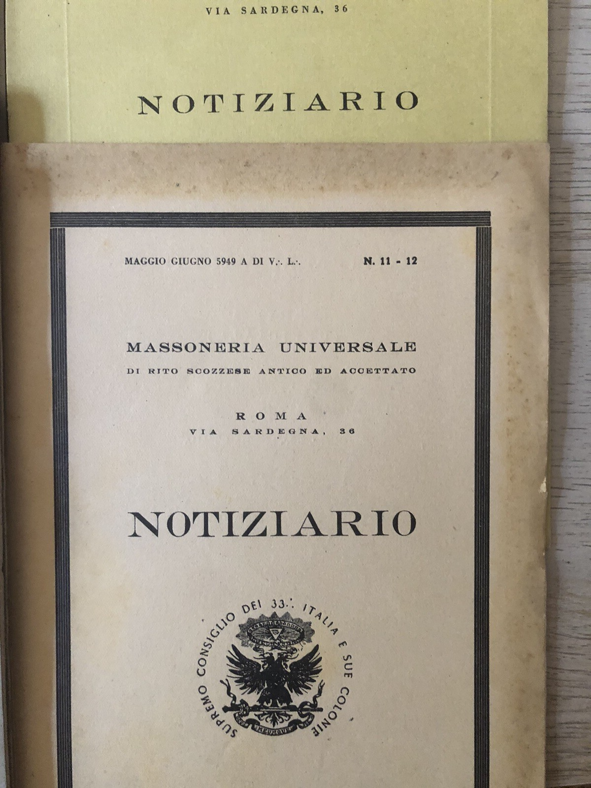 Massoneria Universale di rito scozzese - Notiziario, 9 volumetti 1949