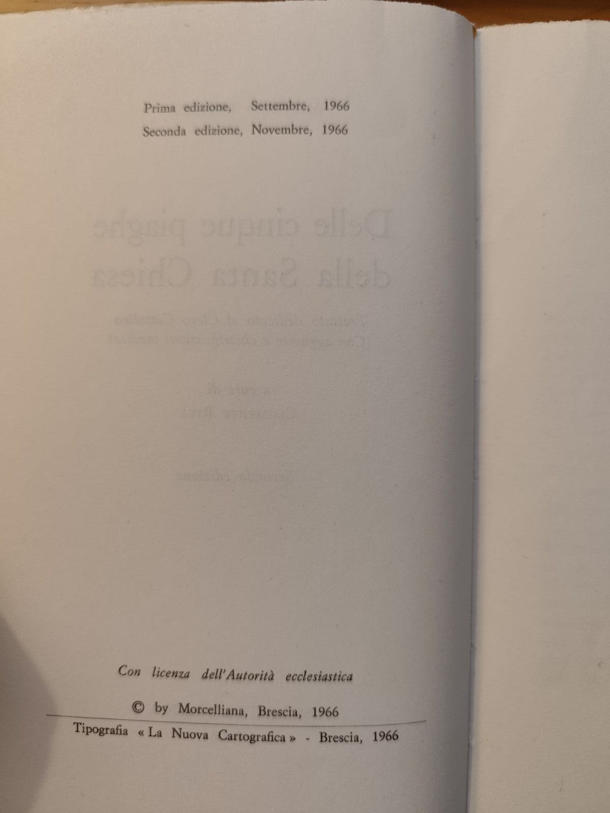 Delle cinque piaghe della Santa Chiesa, Antonio Rosmini, Morcelliana 1966