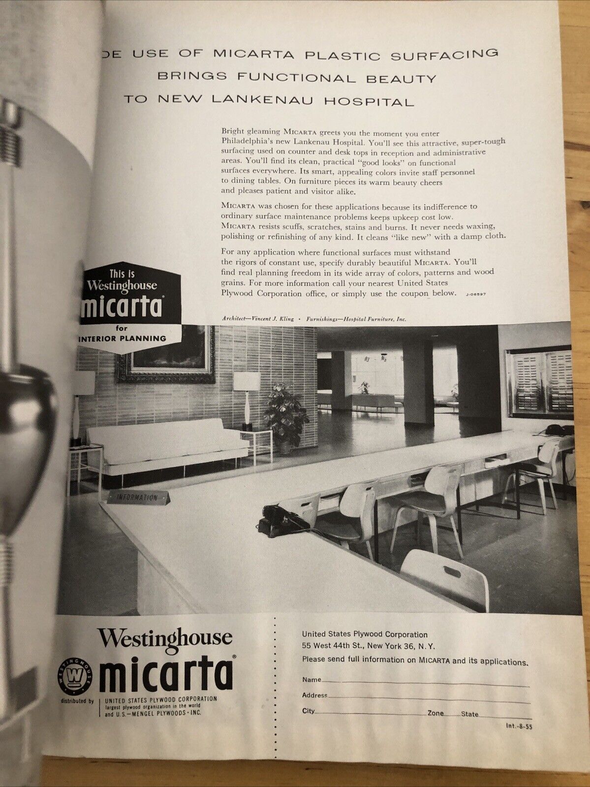 INTERIORS MAGAZINE AUGUST 1955. Interiors, design, architecture. Olga Gueft