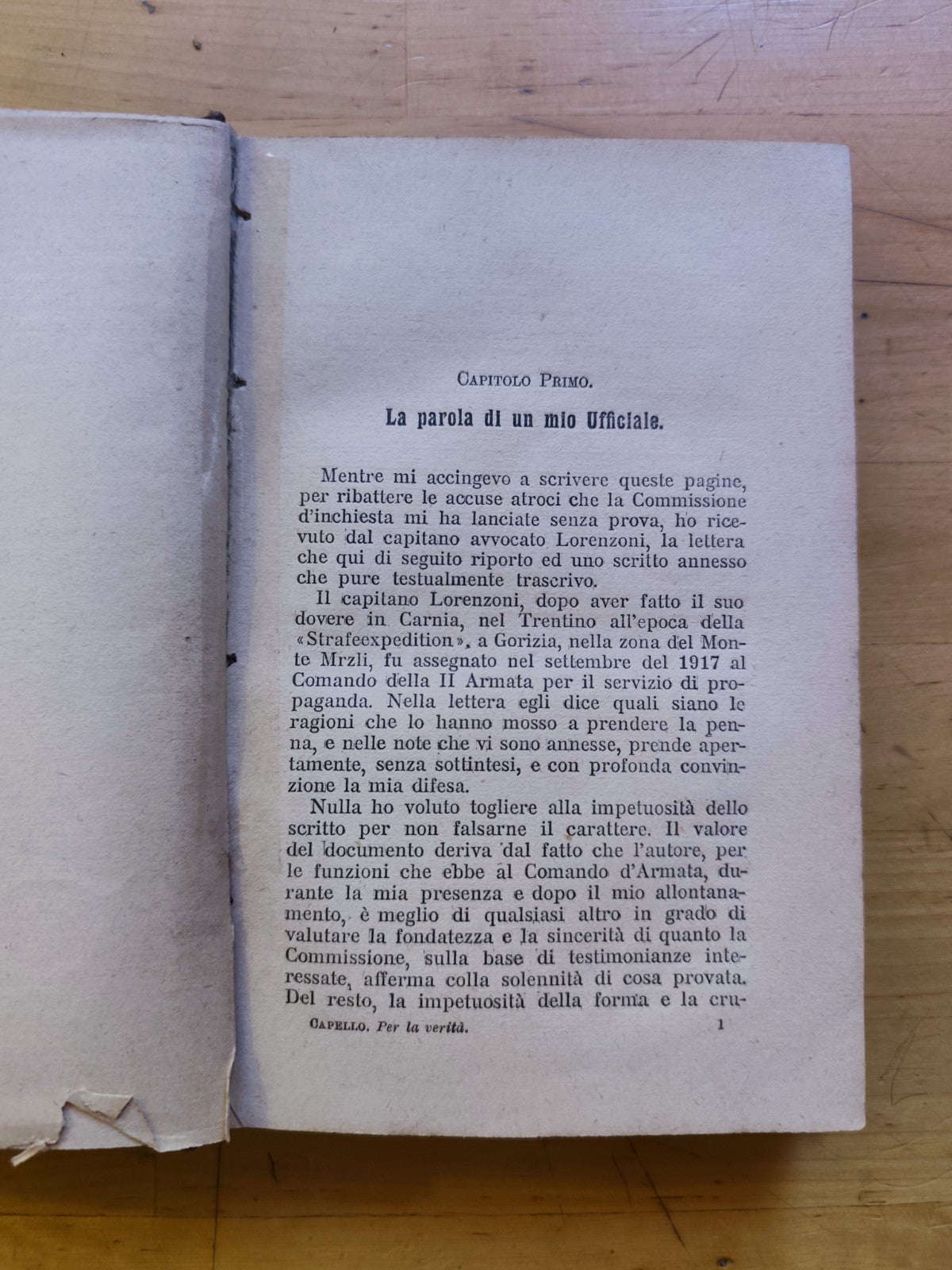Per la verità, Generale Luigi Capello. Fratelli Treves editori 1920