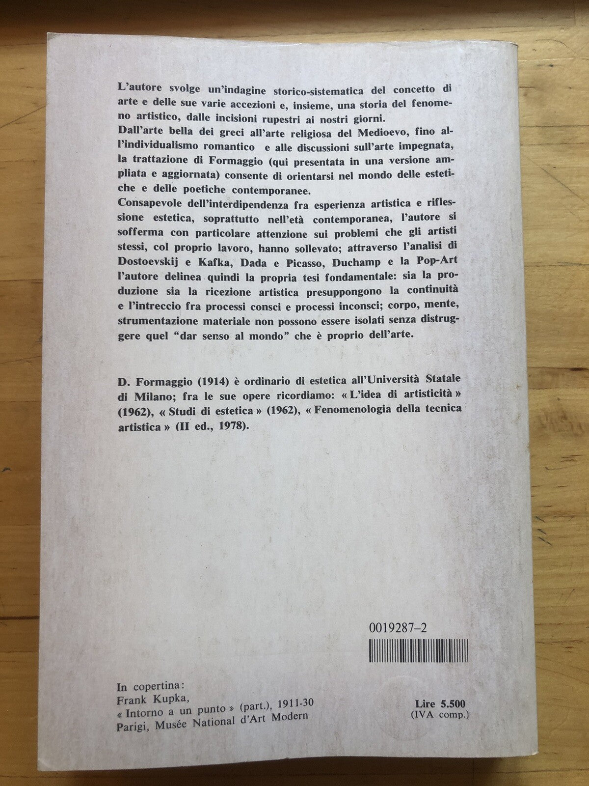 Arte, Dino Formaggio - Enciclopedia filosofica Mondadori 1981