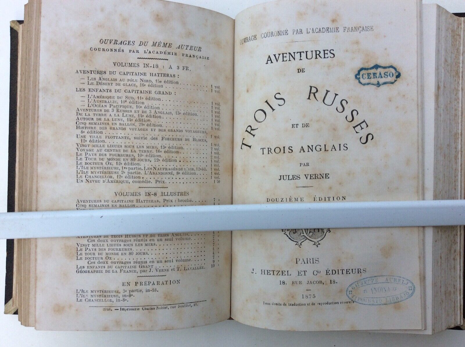 GIULIO VERNE.JULES.L’EPAVE DU CYNTHIA,AVENTURES DE TROIS RUSSES,HETZEL 1886 1875