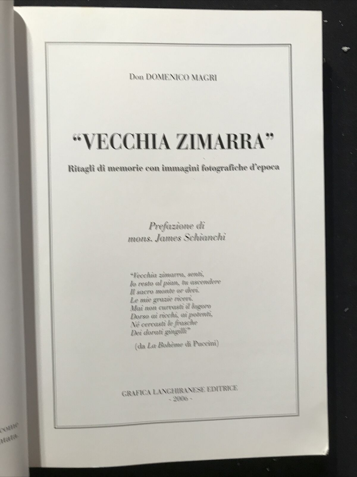 VECCHIA ZIMARRA, Don Domenico Magri, Langhiranese editrice.