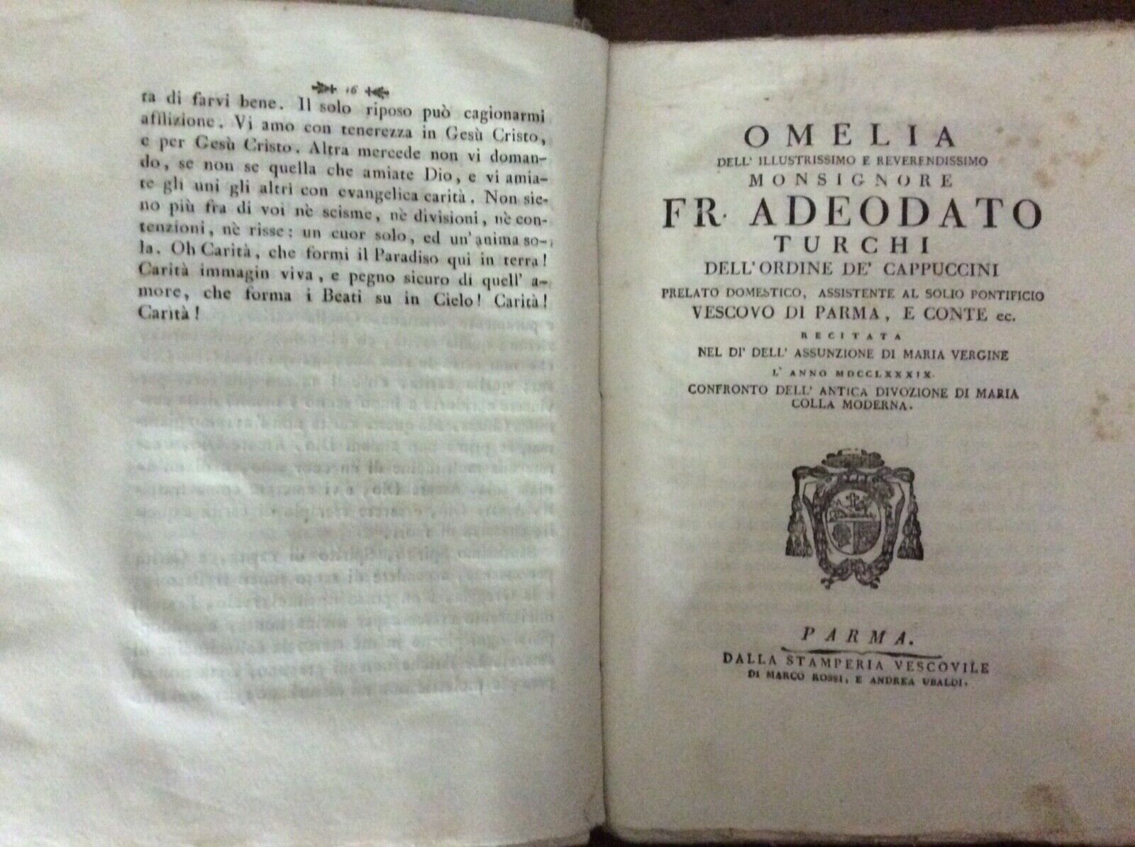 ADEODATO TURCHI - OMELIE E LETTERE PASTORALI Parma stamperia vescovile 1788-1794