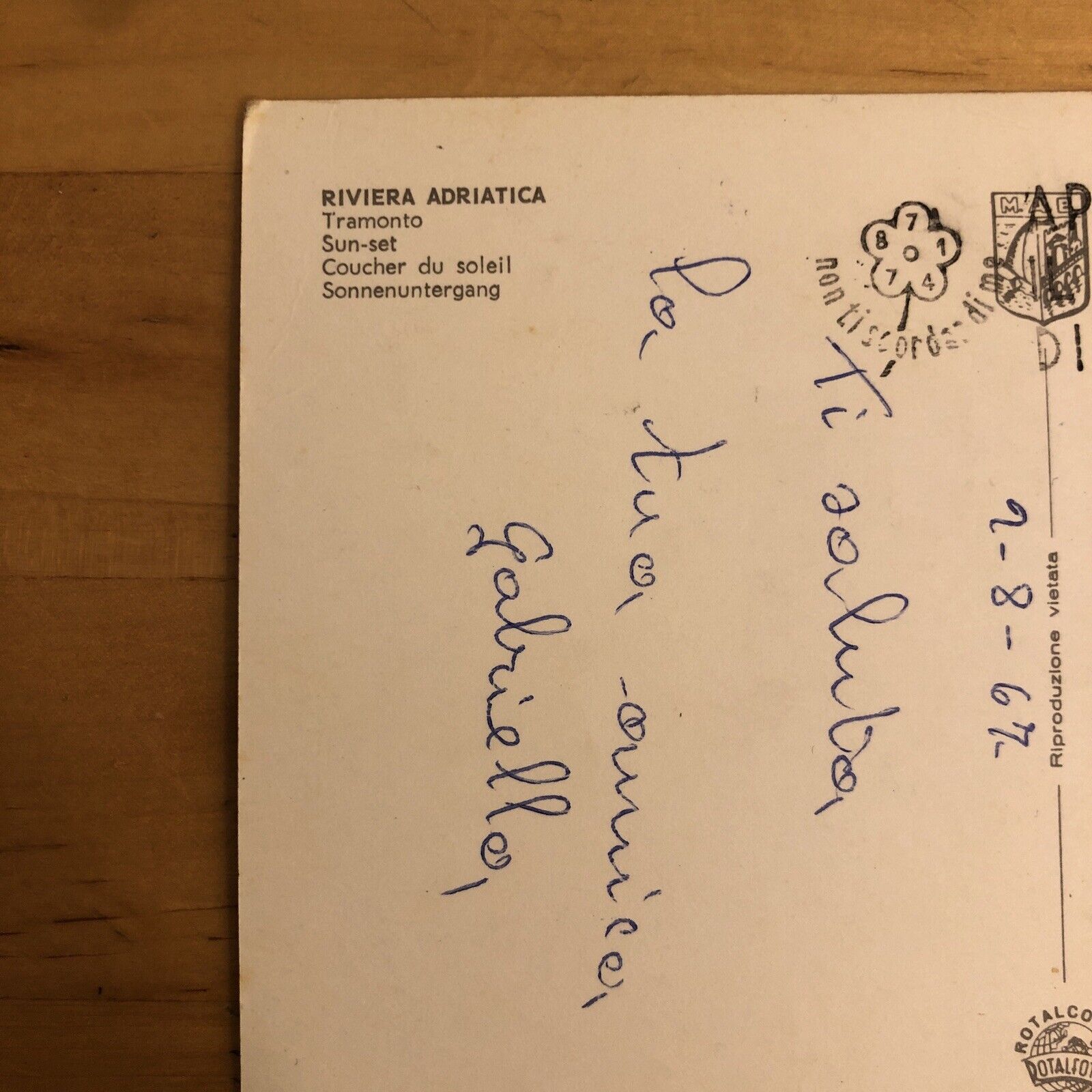 CARTOLINA - RIVIERA ADRIATICA, VIAGGIATA 1967