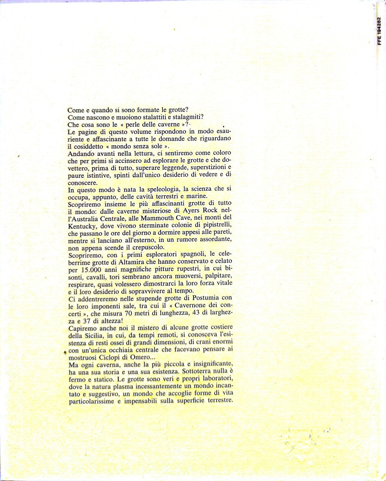 Le Grotte Carlino Belloni, serie natura, Fabbri Ed. 1974 - Speleologia Geologia