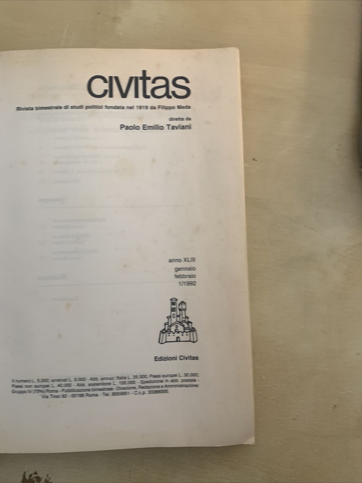 CIVITAS RIVISTA STUDI POLITICI 1992 - LITUANIA L'INDIPENDENZA VOLUTA #