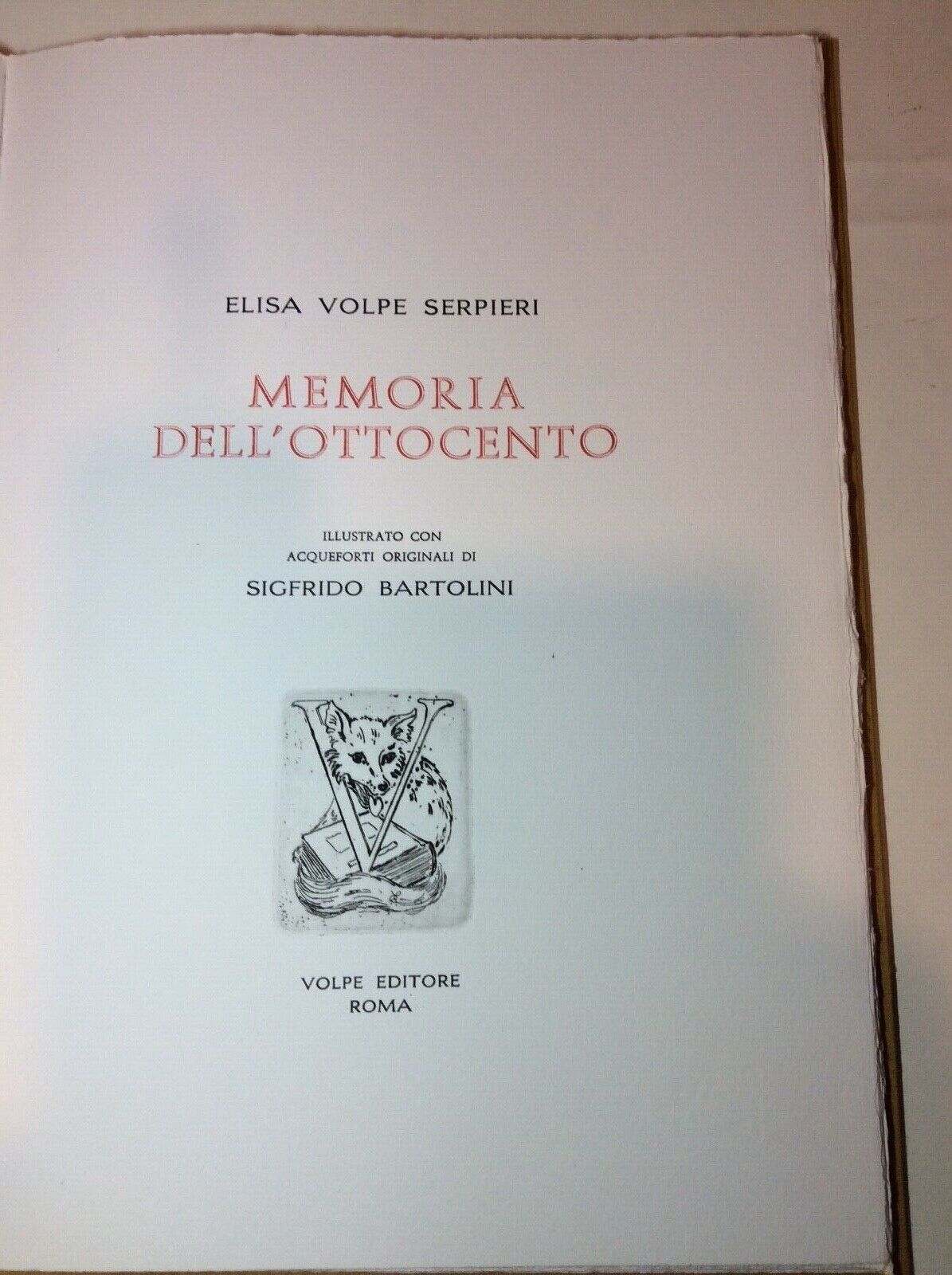 VOLPE SERPIERI RITORNO AL PAESE MEMORIA DELL'OTTOCENTO PAGANICA S.ARCANGELO ROM.