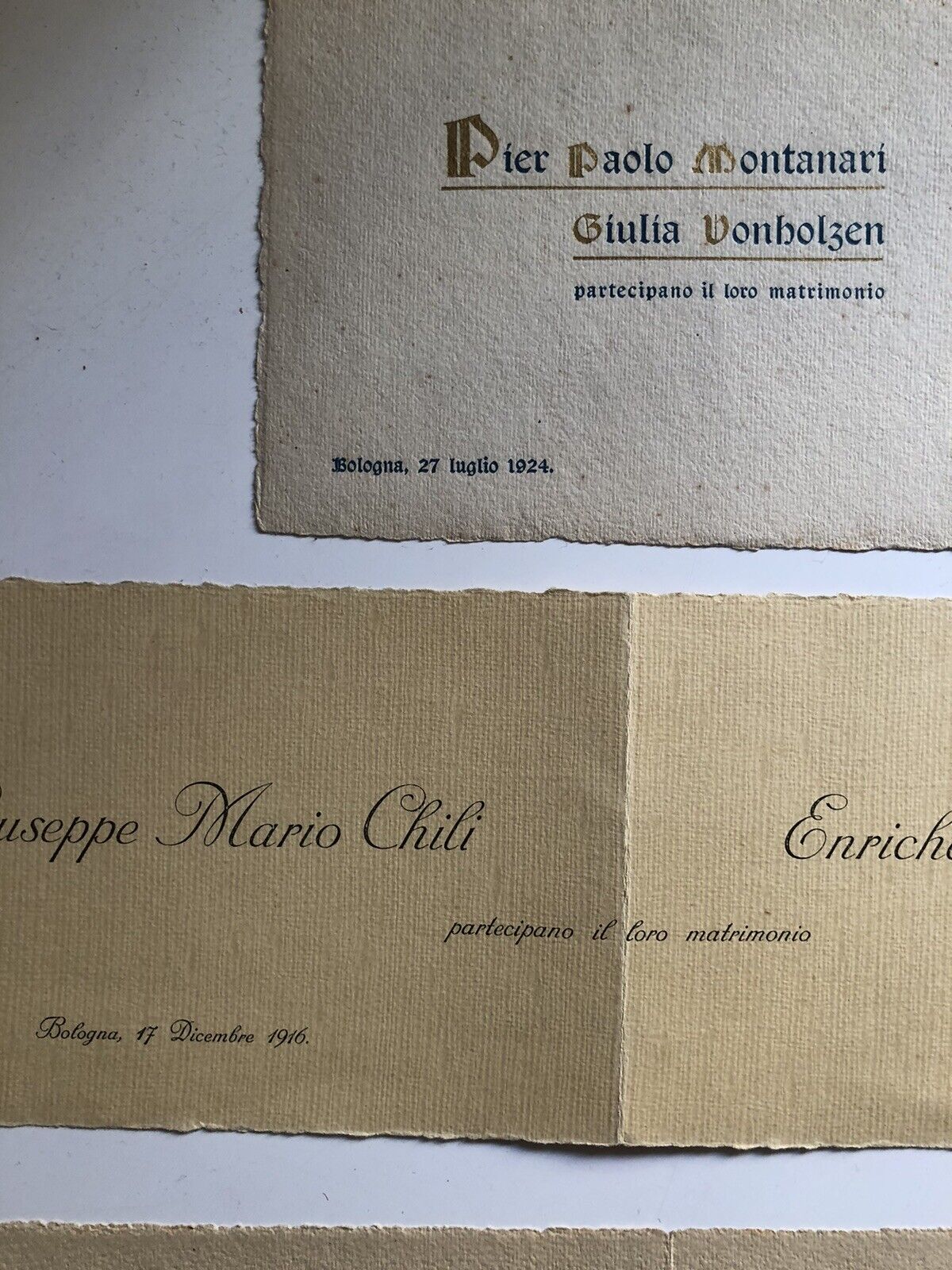 BIGLIETTI INVITO MATRIMONIO 1916 - 1924 -1921