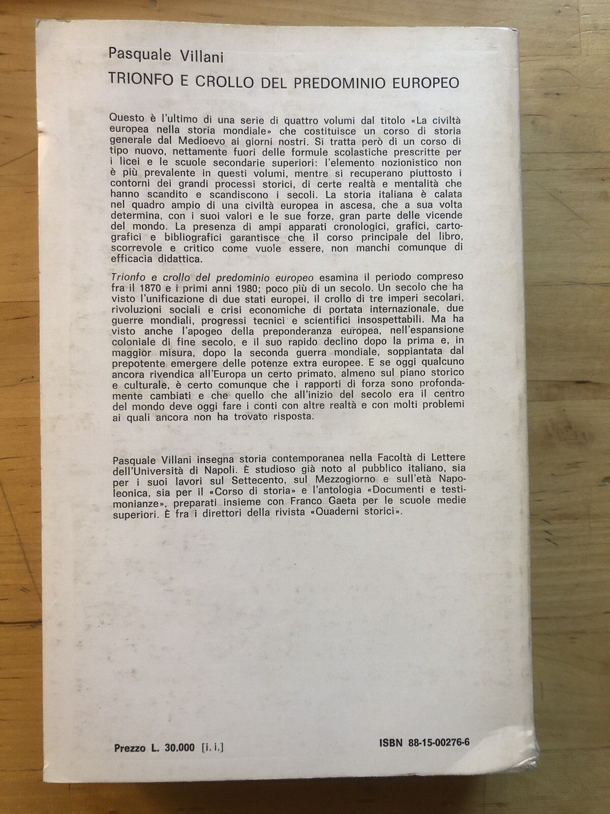La civiltà europea nella storia mondiale XIX / XX secolo Pasquale Villani Mulino