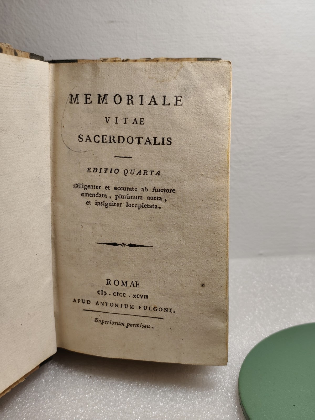 Arvisenet Claudius Sacerdos Gallus, Memoriale Vitae Sacerdotalis 1797 Fulgoni