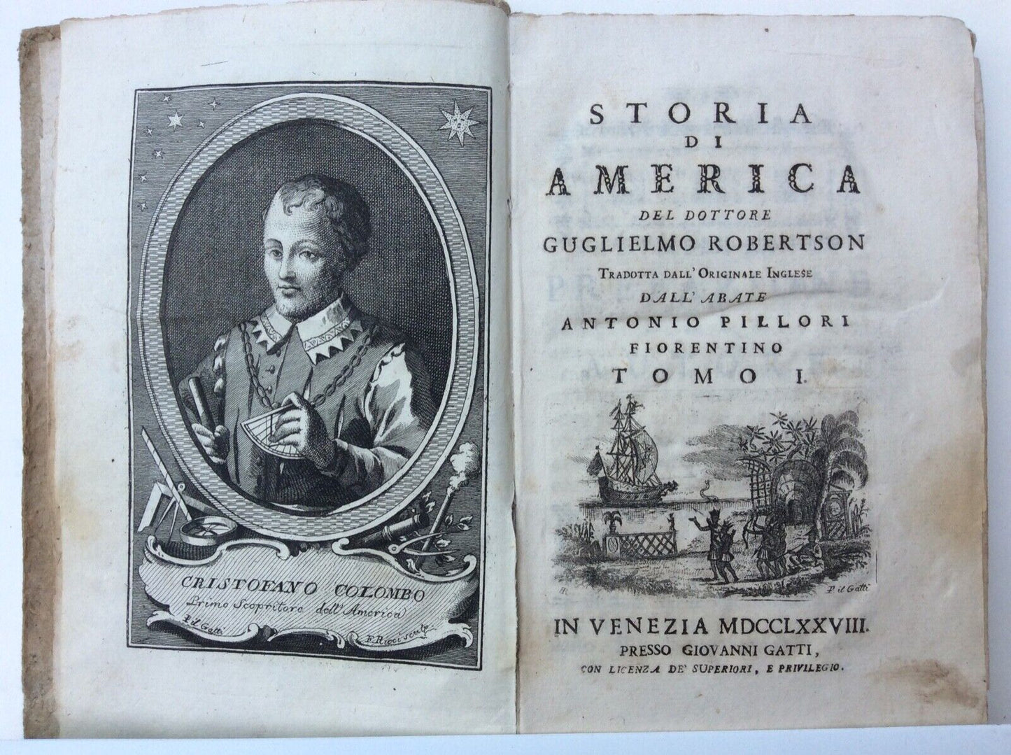 STORIA DI AMERICA, GUGLIELMO ROBERTSON, presso GIOVANNI GATTI, VENEZIA 1778