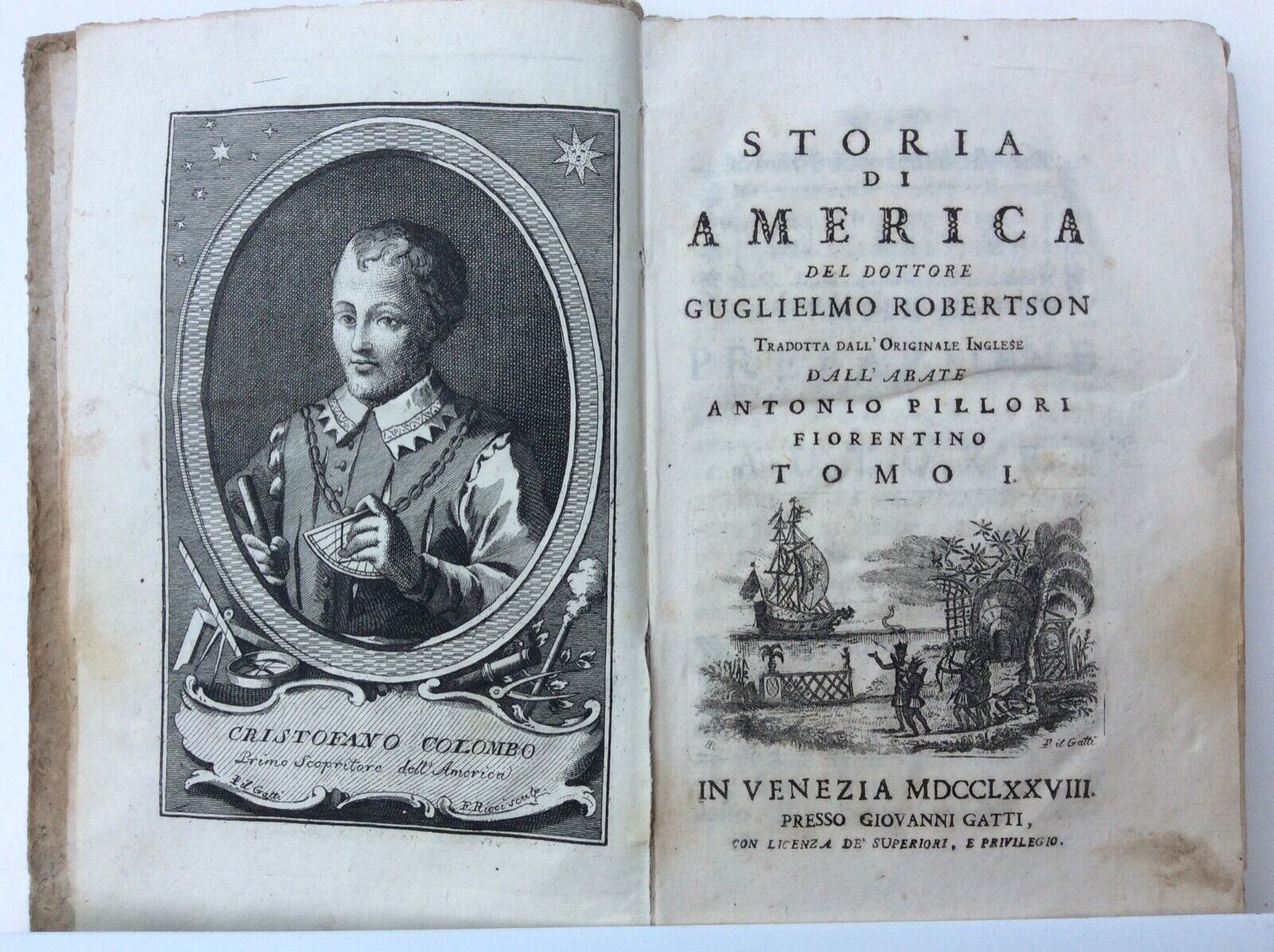 STORIA DI AMERICA, GUGLIELMO ROBERTSON, presso GIOVANNI GATTI, VENEZIA 1778