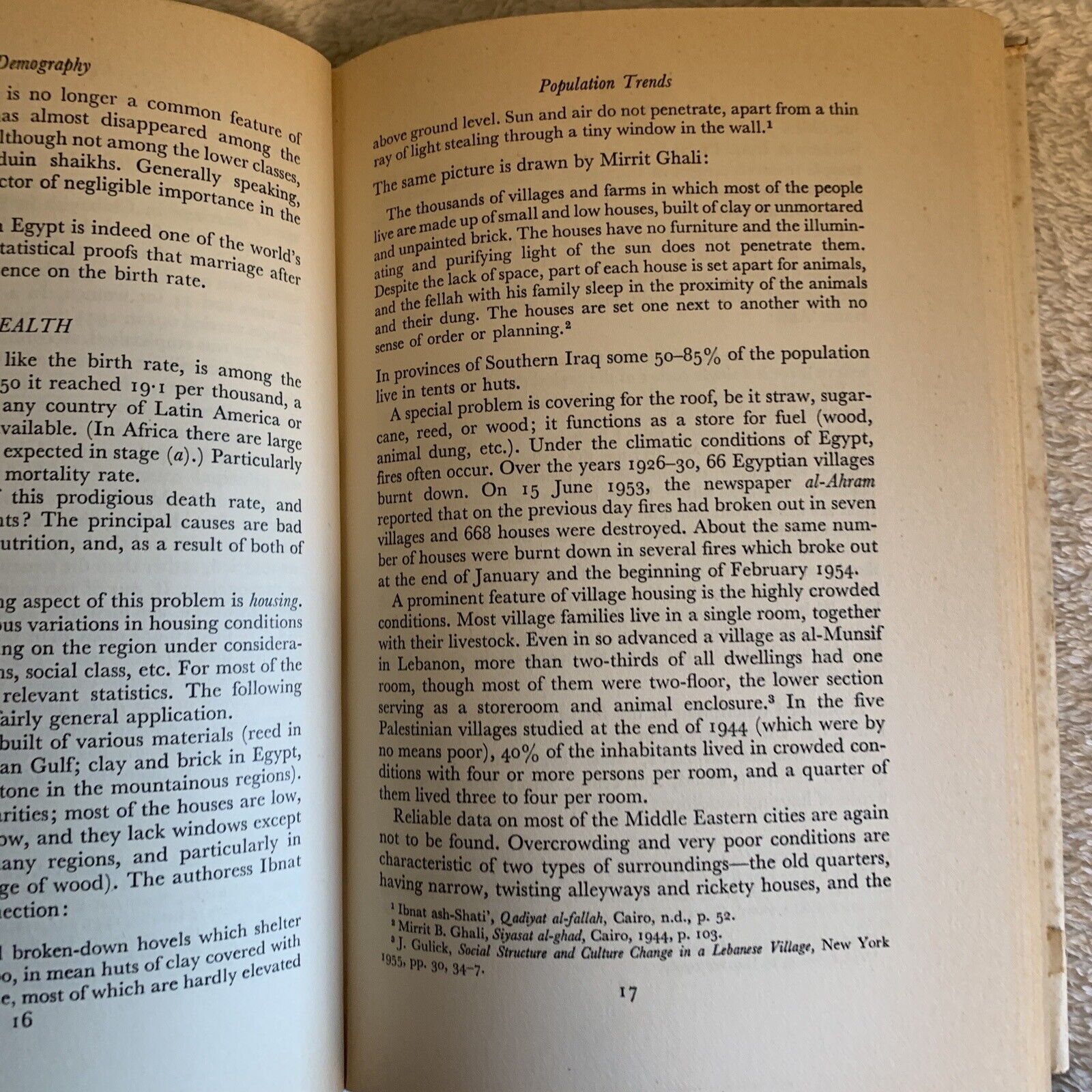 POPULATION AND SOCIETY IN THE ARAB EAST, Gabriel Baer. Routledge and Kegan 1964