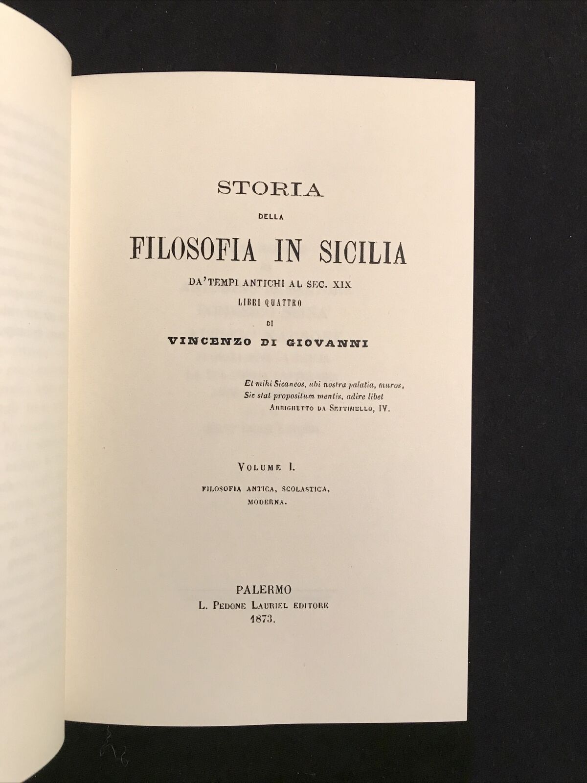 STORIA DELLA FILOSOFIA IN SICILIA V. d Giovanni,A. Forni FILOSOFIA CONTEMPORANEA