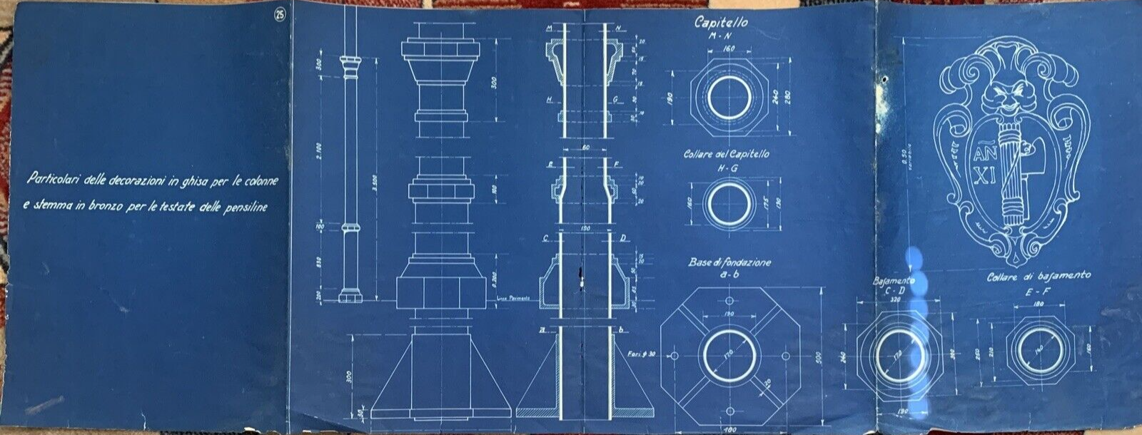 FERROVIE DELLO STATO particolari delle decorazioni in ghisa  colonne pensiline #