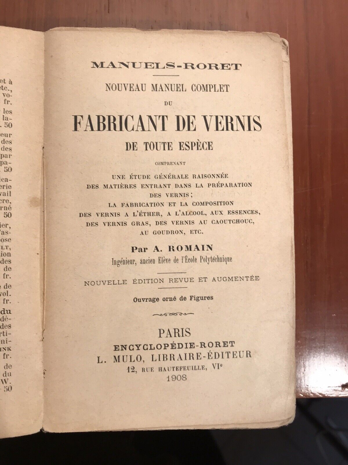 Fabricant de vernis Encyclopédie Roret L. Mulo Libraire Ed.1908