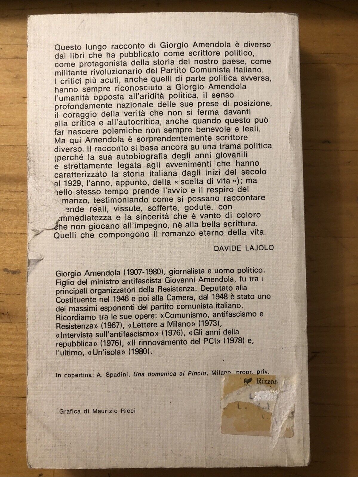 Una scelta di Vita, Giorgio Amendola - Bur  1981