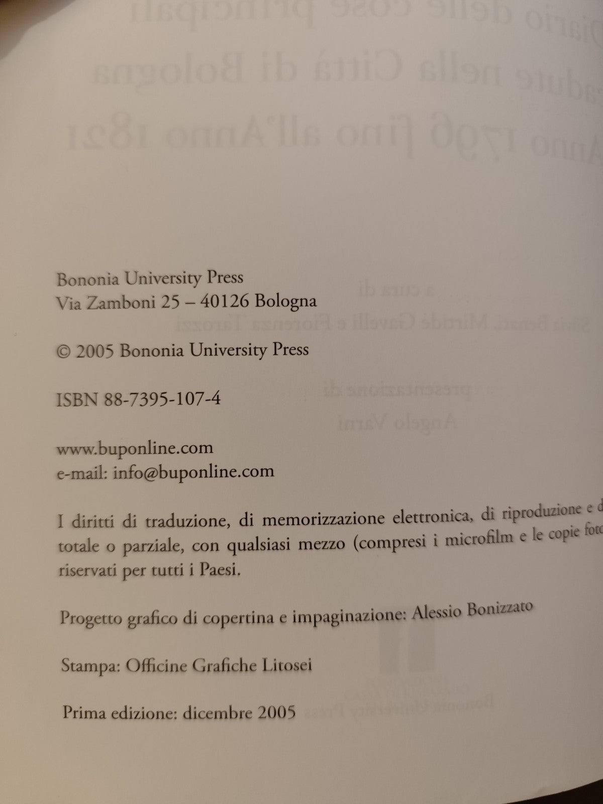 Diario delle cose principali accadute nella Città di Bologna dall'anno 1796 fino