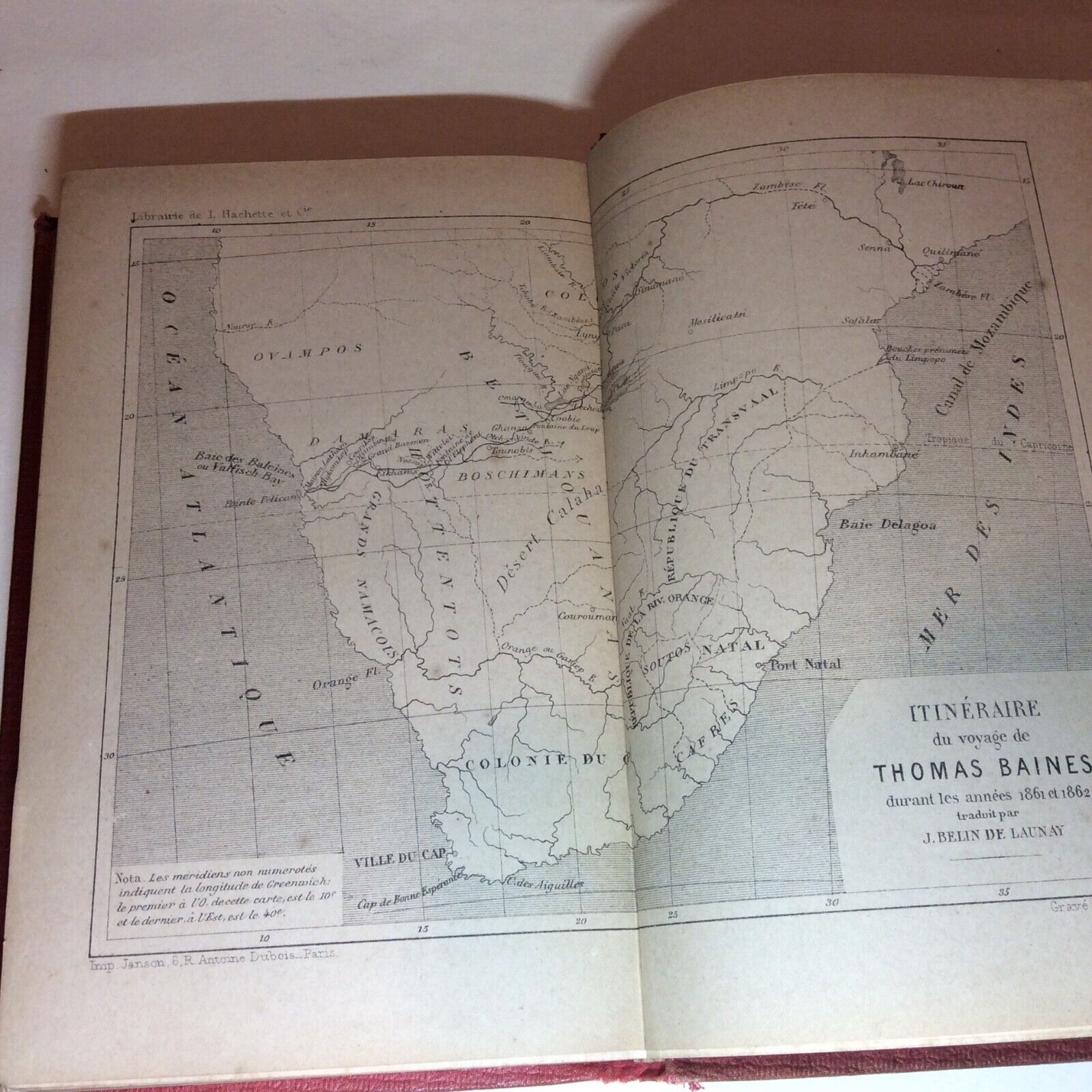 VOYAGE DANS LE SUD-OUEST DE L'AFRIQUE  THOMAS BAINES  HACHETTE  1869 viaggi