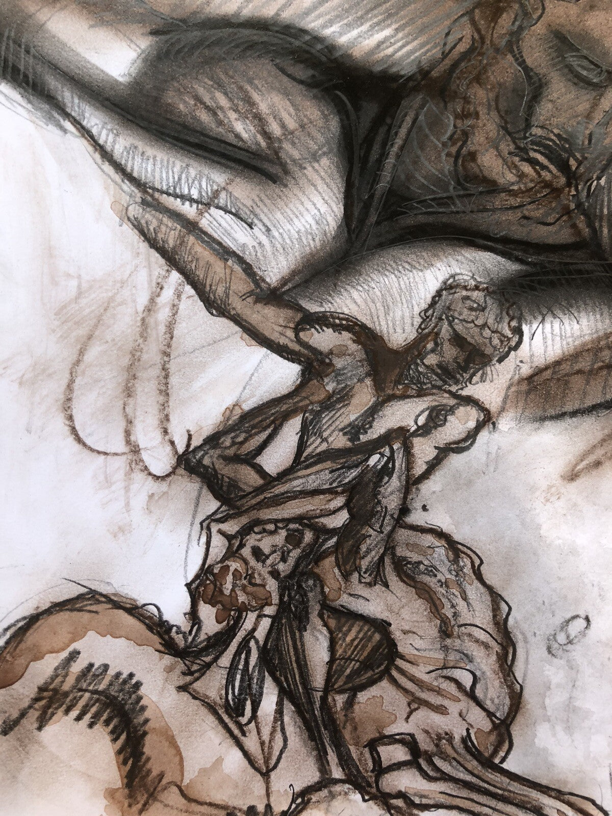 Disegno carboncino Studio Scultura Classica, Giambologna schizzo bozzetto a mano