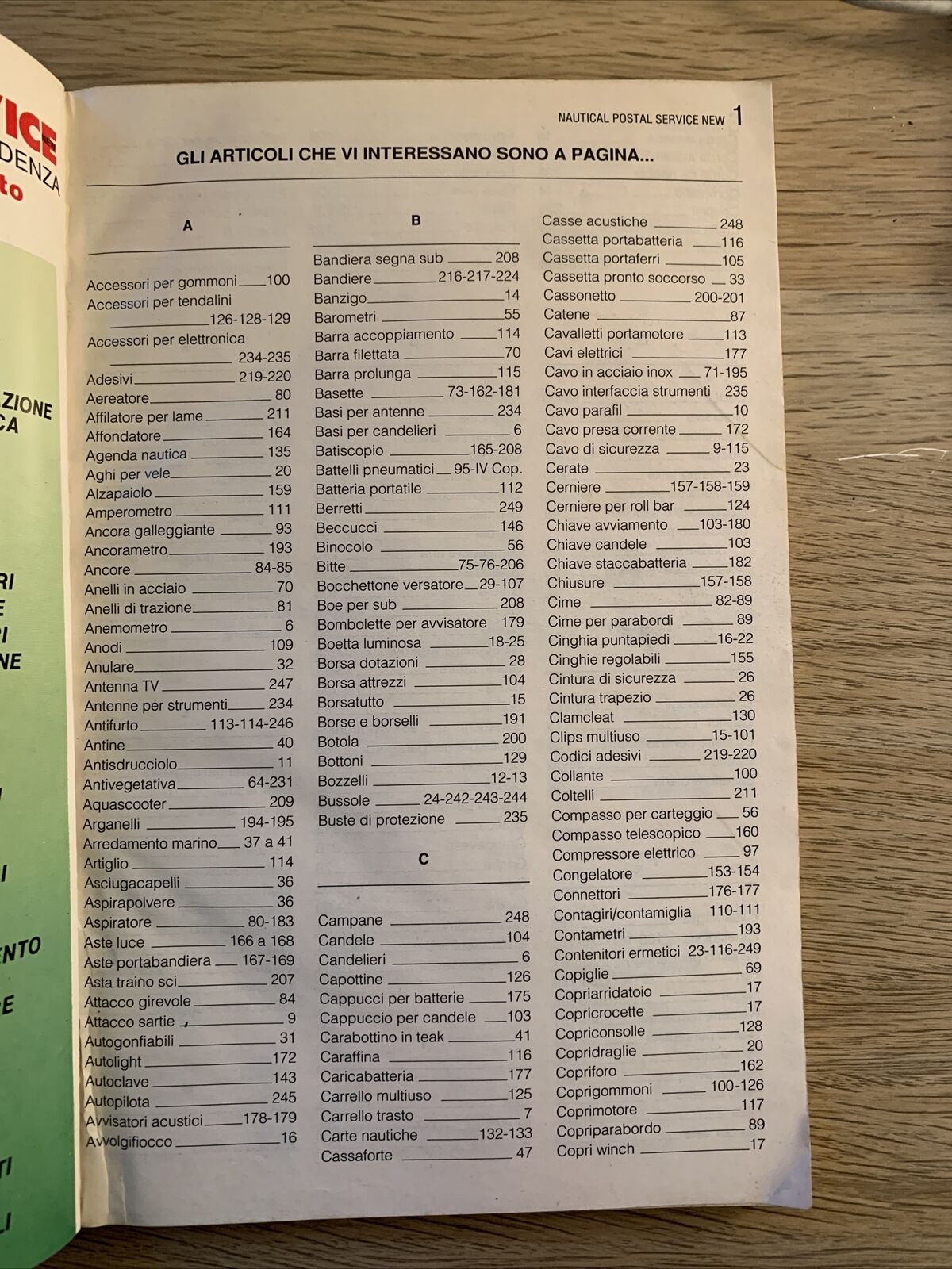 NAUTICAL POSTAL SERVICE - diporto nautico accessori - Catalogo 93-94 #