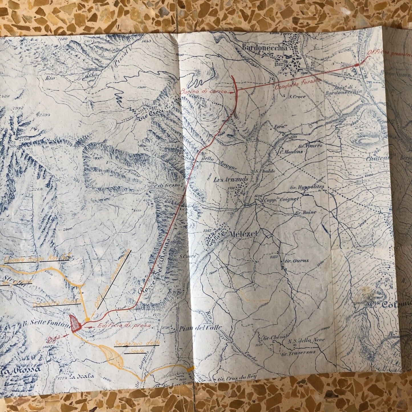 CARTOGRAFIA ANTICA Bardonecchia Melezet Les Arnauds Guglia Rossa Rocca Lanfola