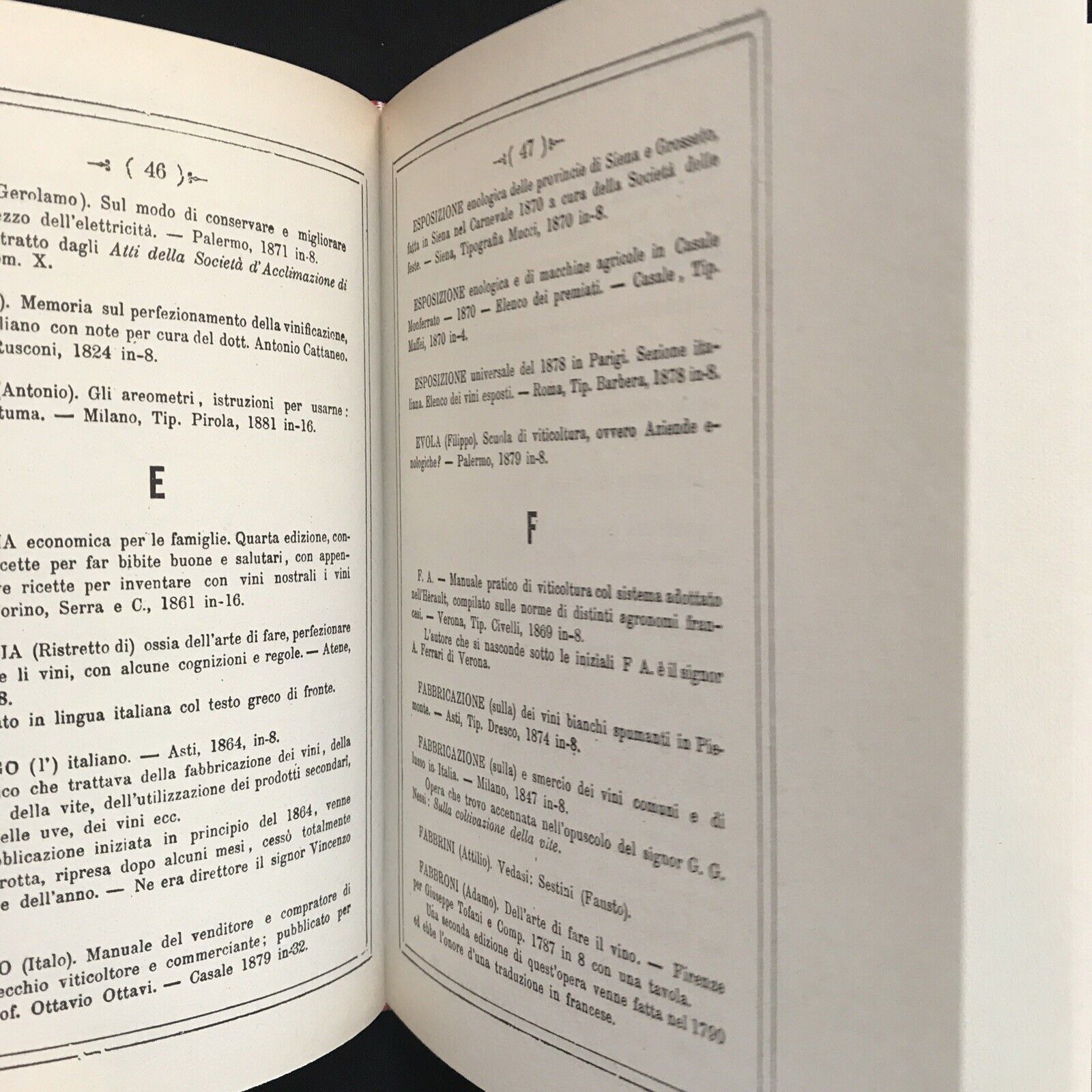 Catalogo ragionato delle Opere Viticoltura Enologia, Giacomo Sormanni. A. Forni