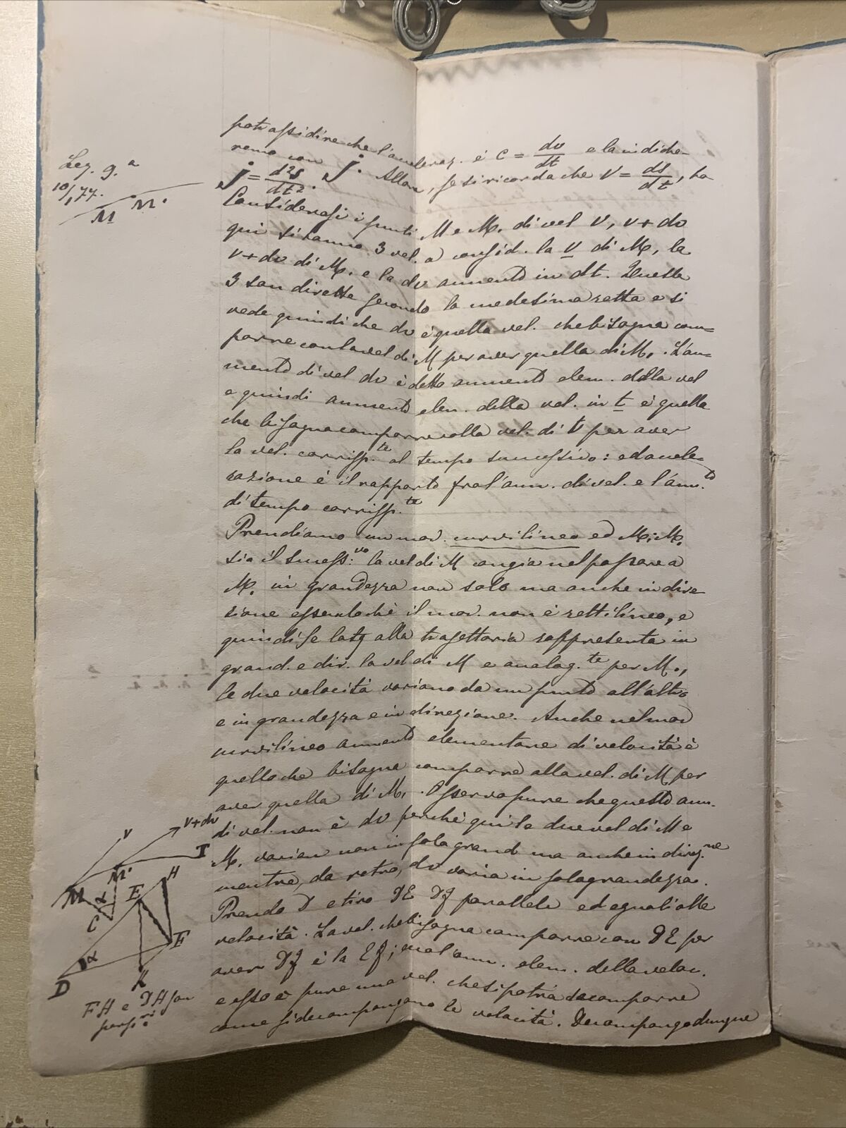Antico Manoscritto Università di Pavia 1876, Meccanica Razionale, Carlo Formenti
