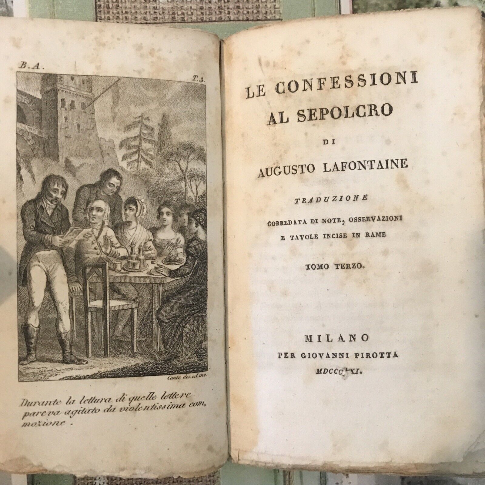 LE CONFESSIONI AL SEPOLCRO, Augusto Lafontaine tomo 1 e tomo 3 - 1821