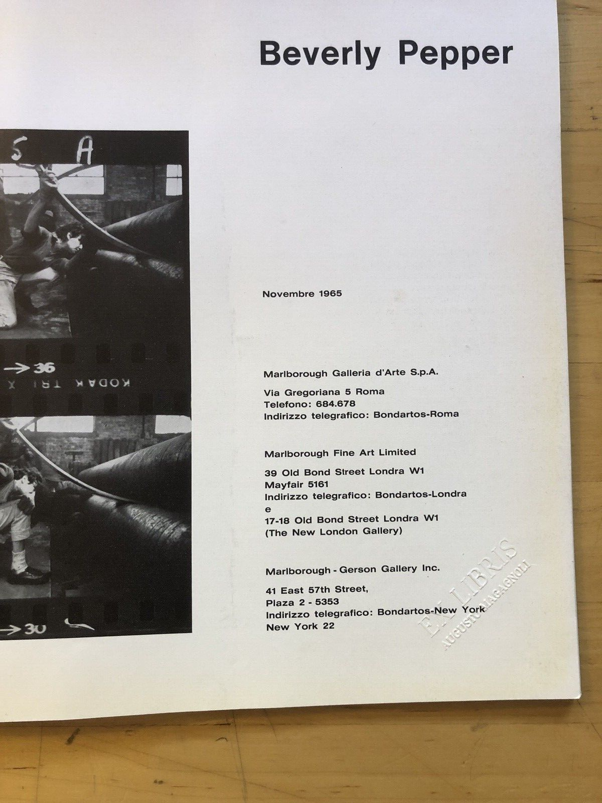 Beverly Pepper, Marlborough Roma 1965/1968 Galleria d'arte Marlborough