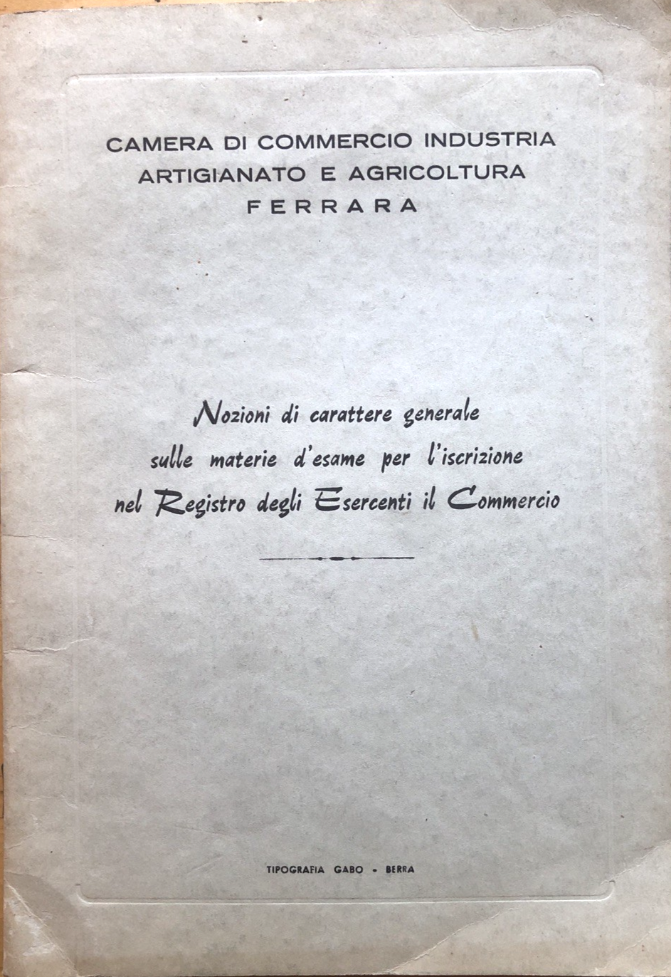 Camera di commercio industria artigianato e agricoltura Ferrara, Nozioni di cara