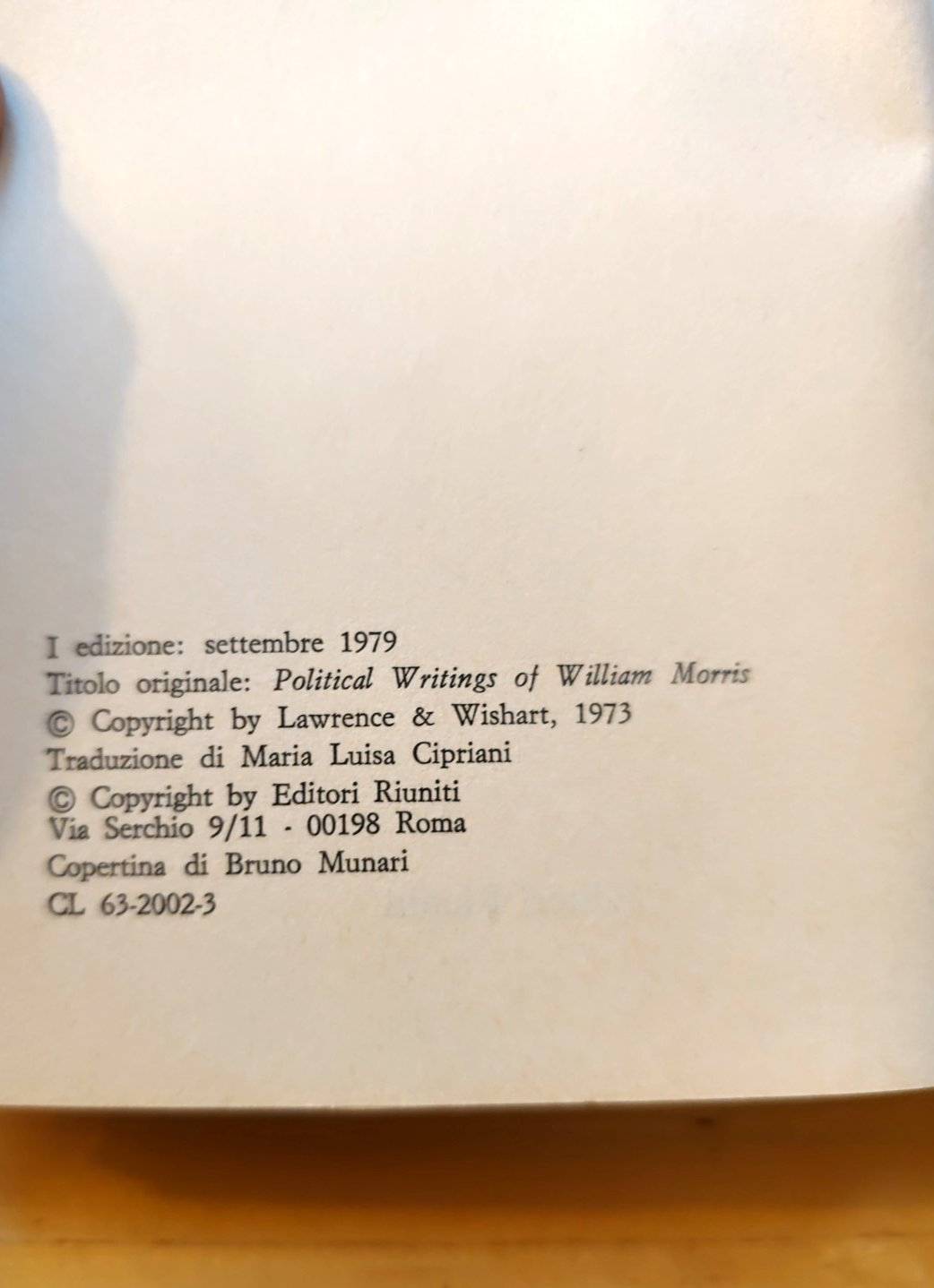 Come potremo vivere, William Morris, Editori Riuniti 1979 Socialismo