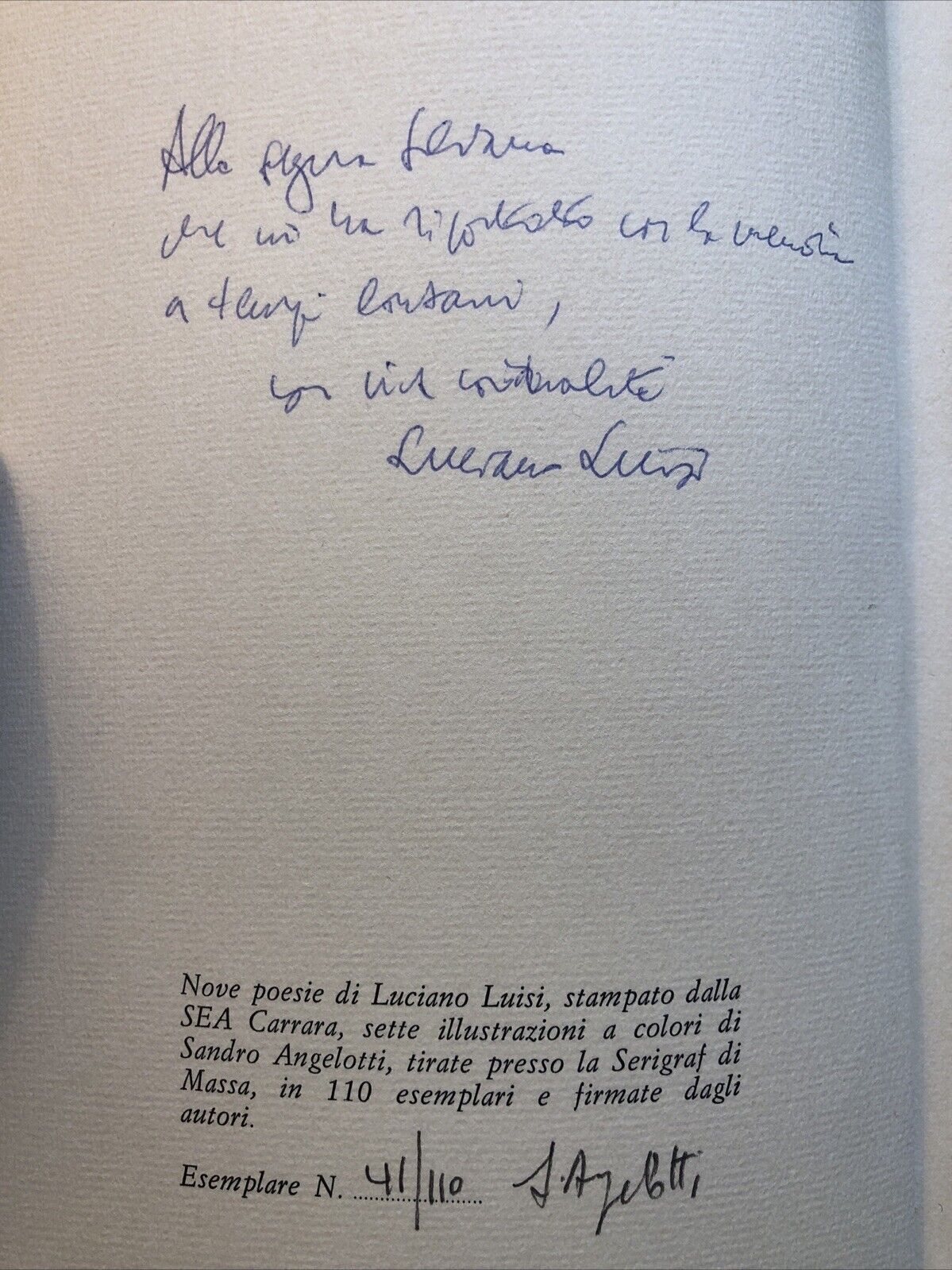 Luciano Luisi Nove Poesie, 7 serigrafie di  Sandro Angelotti. L'Upupa  1982
