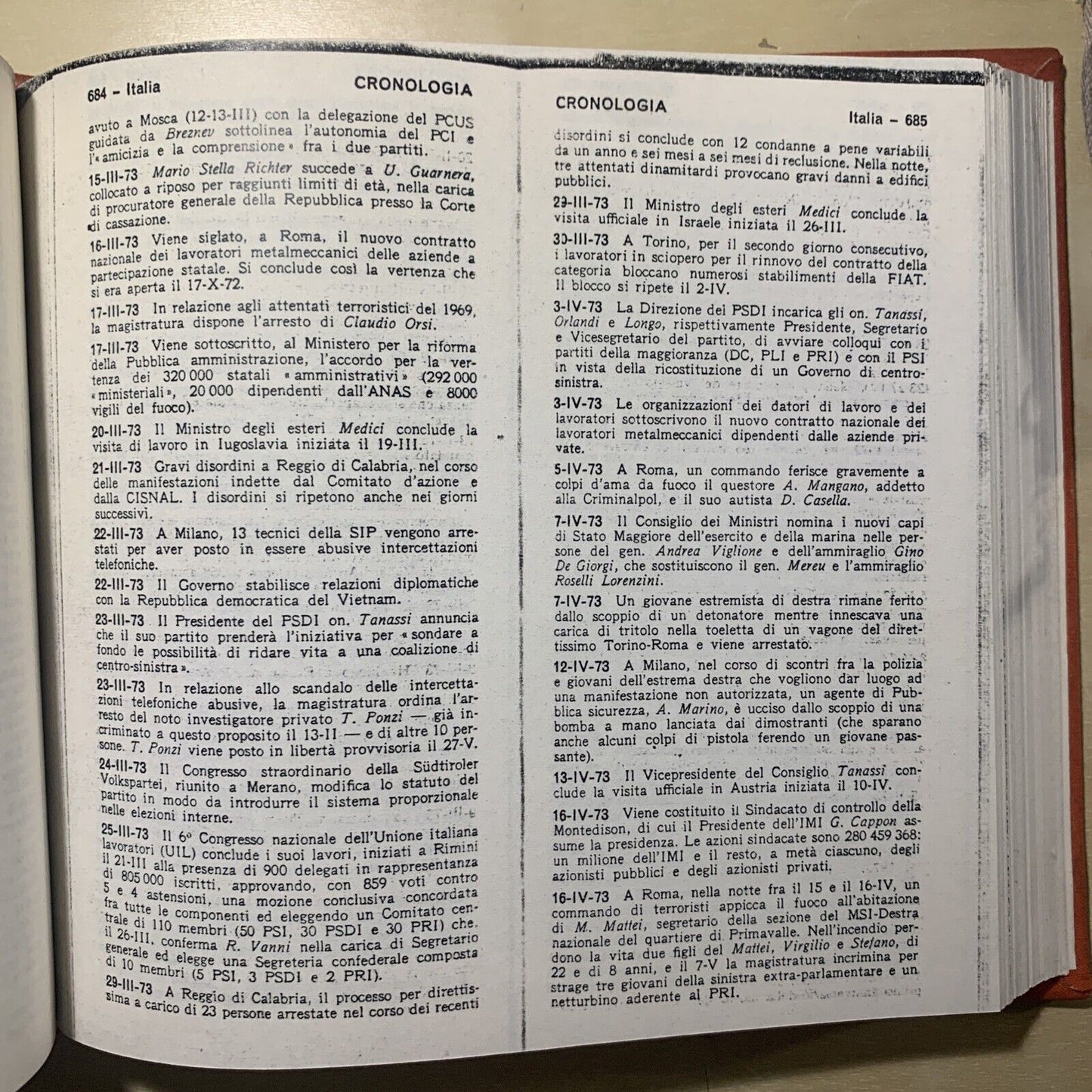 CRONOLOGIA DEGLI AVVENIMENTI POLITICI ANNI '70 (DAL 1970 AL 1980) - 3 VOLUMI #