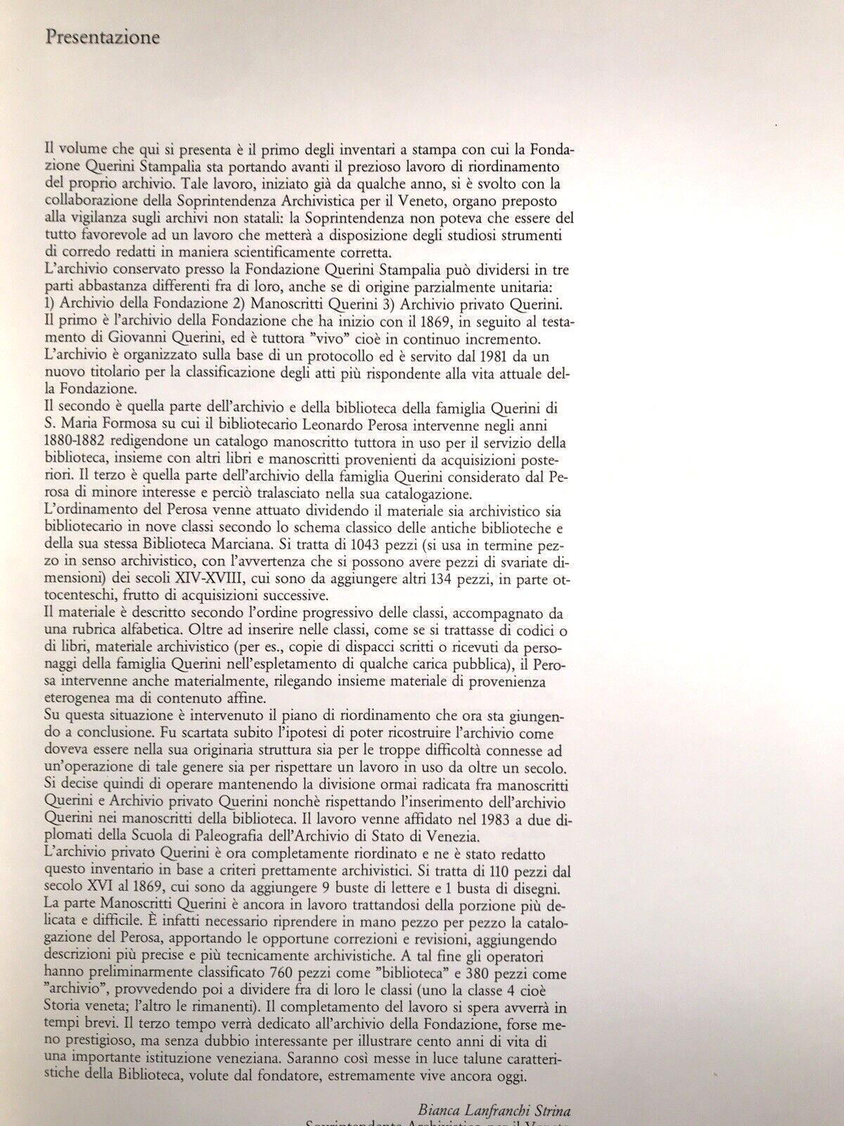 Archivio privato della famiglia Querini Stampalia, D. Carini Venturini, R. Zago