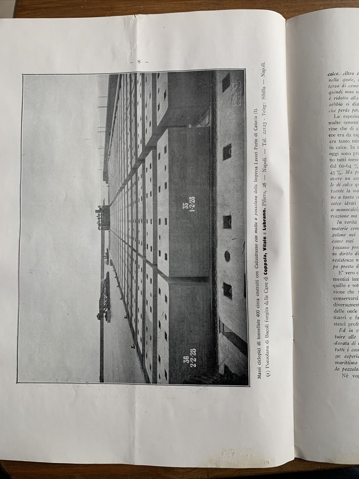 LA POZZOLANA DI BACOLI NEI LAVORI MARITTIMI - Orazio Rebuffat 1932 #