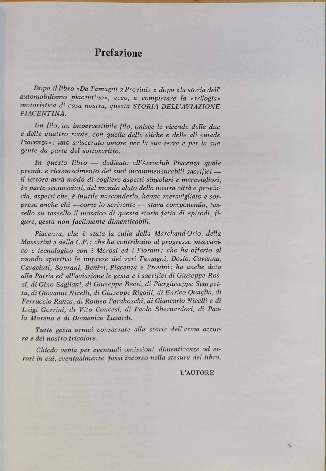 La storia dell'aviazione piacentina, Gaetano Cravedi, Aeroclub Piacenza 1980
